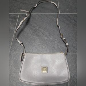 Vintage Dooney & Bourke Saffiano Lexi Crossbody Bag - Oyster Gray Color - EUC